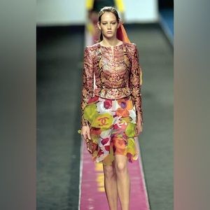 Chanel Multi-Color Silk Chiffon Layered Skirt